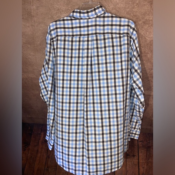 Roundtree & Yorke Easy Care LS shirt-blue/black/white check pattern-size 2XT-EUC - Picture 2 of 3